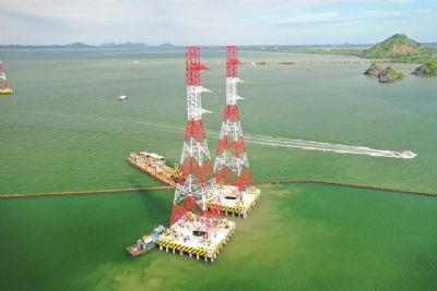 EVNSPC kéo dây vượt biển đường điện 220kV Kiên Bình - Phú Quốc