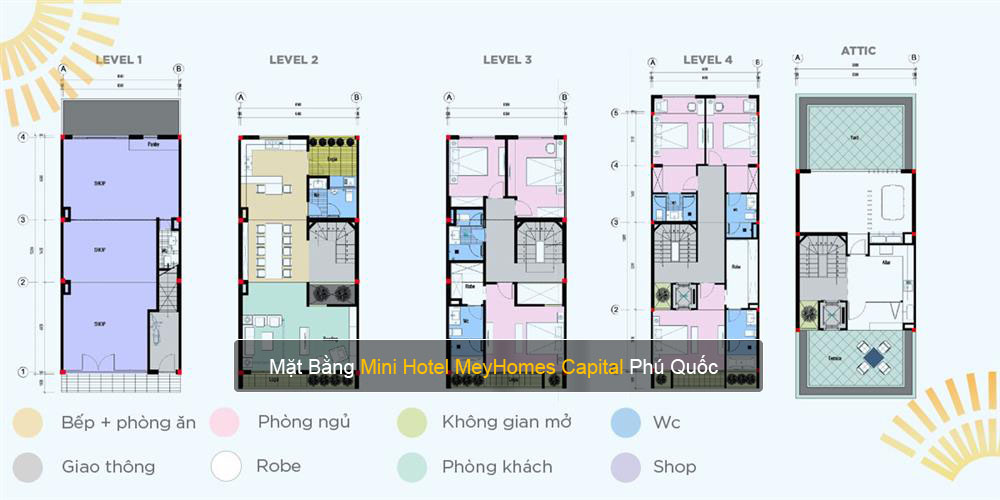 Mặt bằng mini hotel MaeyHomes Capital Phú Quốc