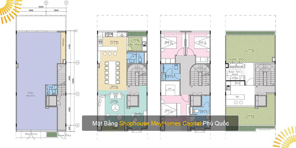 Mặt bằng Shophouse MaeyHomes Capital Phú Quốc