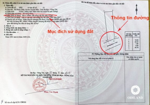 Thông tin ghi trên sổ đỏ – Thổ cư và Đường