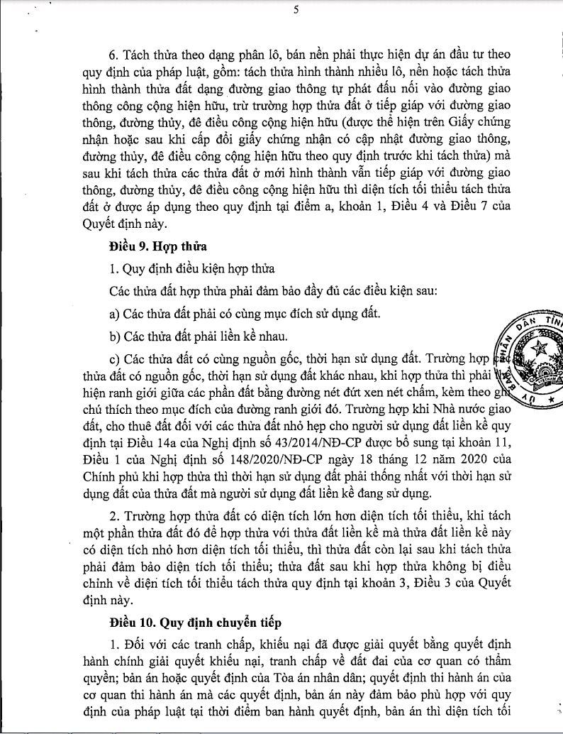 Quy định tách thửa và hợp thửa thành phố Phú Quốc và tỉnh Kiên Giang